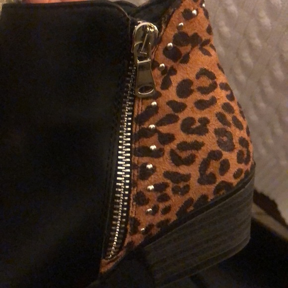 Women’s ESPRIT Leopard  Black ankle booties boots 7 M - Picture 4 of 7